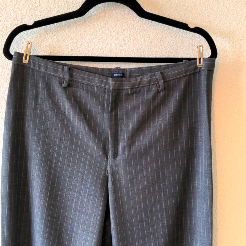 Gap Stretch Gray Pin Stripe Wide Leg Pants with Lined Pocket Size 12